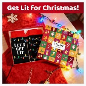 Christmas Light Socks - Black and Red